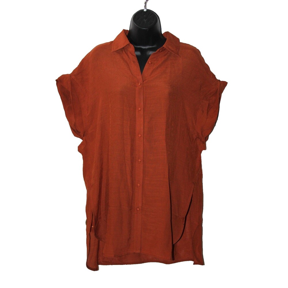 Nanette Lepore Gingerbread Tunic Blouse M Rayon Blend Long Sleeve Womens Top NWT
